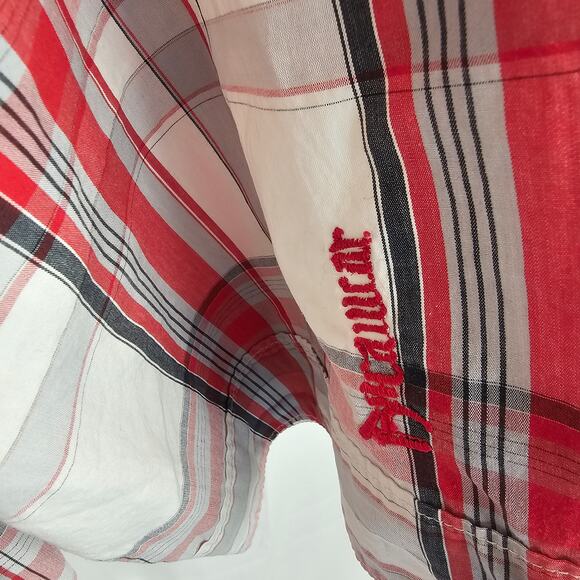 Vintage Rocawear Plaid Button Shirt XL Y2K Red White Black Short Sleeve - Picture 3 of 7